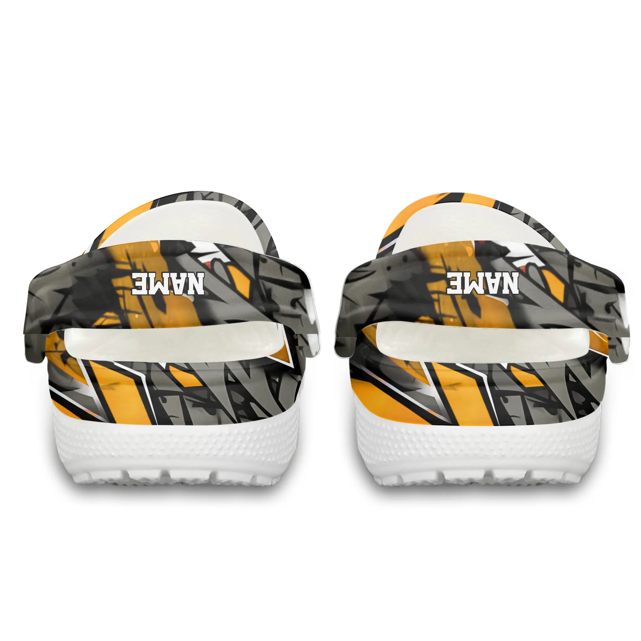 Merchidea Yellow Graffiti Football Sport Crocs Crocband Clogs Shoes Comfortable For Men Women and Kids