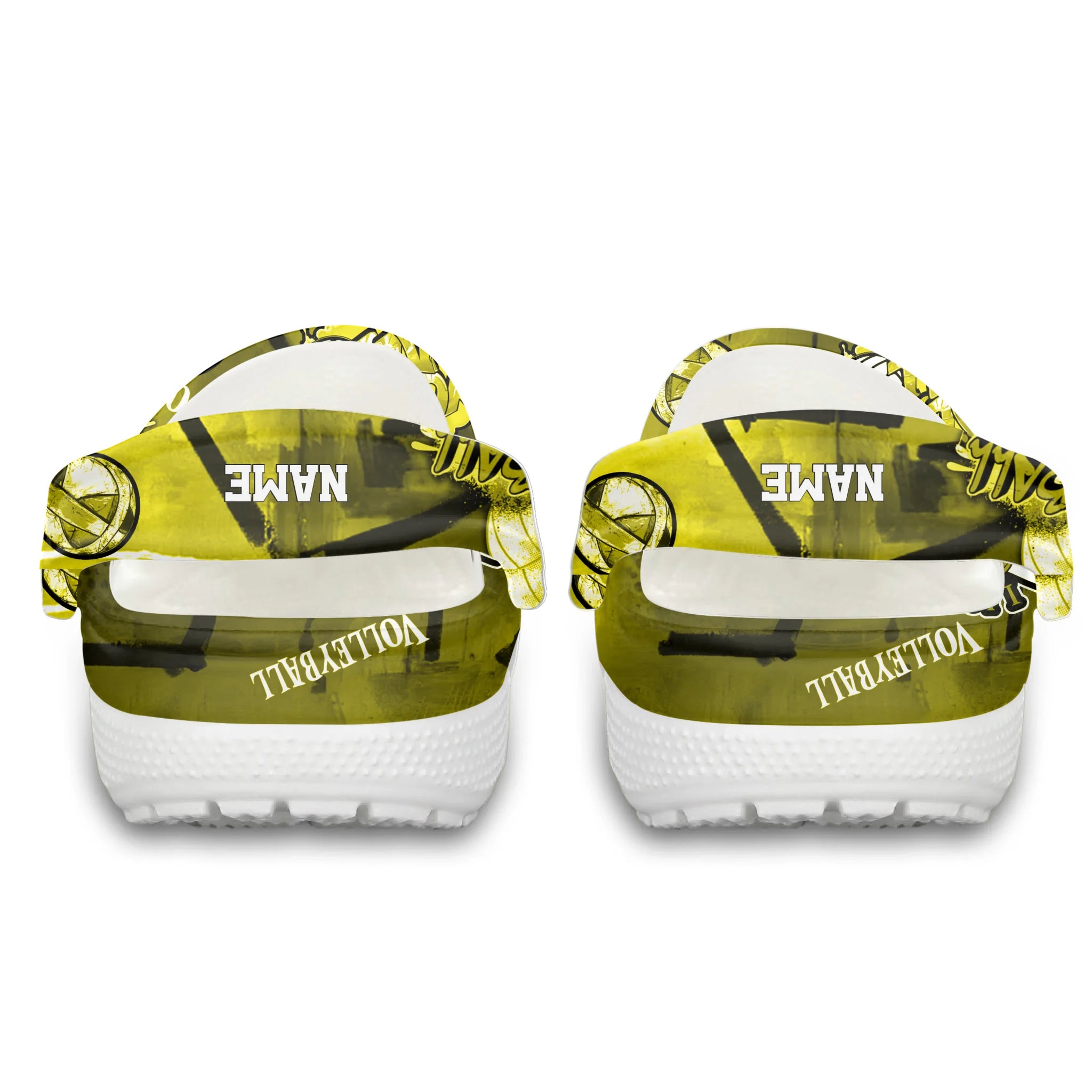 Merchidea Yellow Graffiti Volleyball Sport Crocs Crocband Clogs Shoes Comfortable For Men Women and Kids