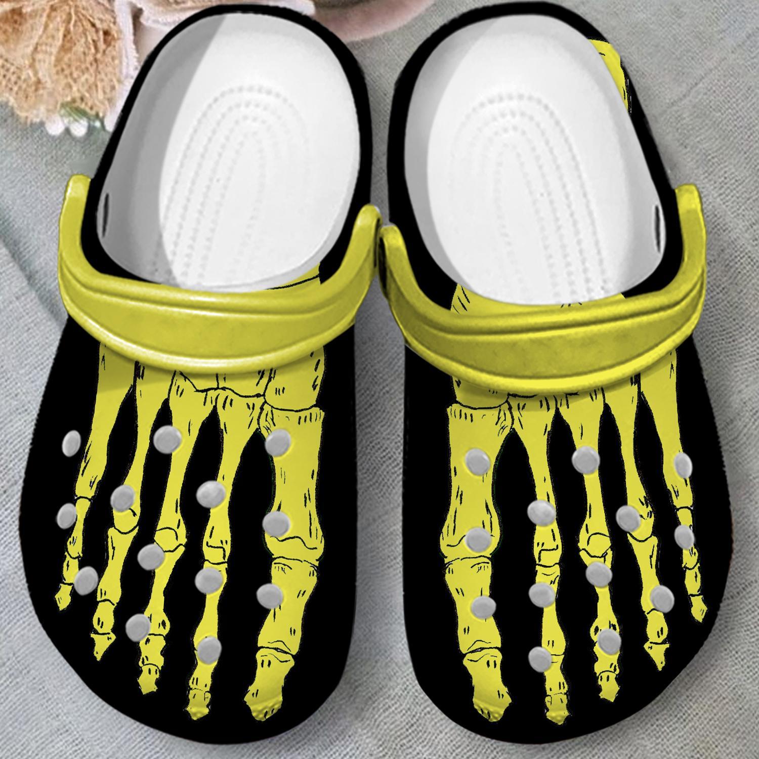 Merchidea Yellow Skeleton Crocs Crocband Clogs Shoes Comfortable For Men Women and Kids