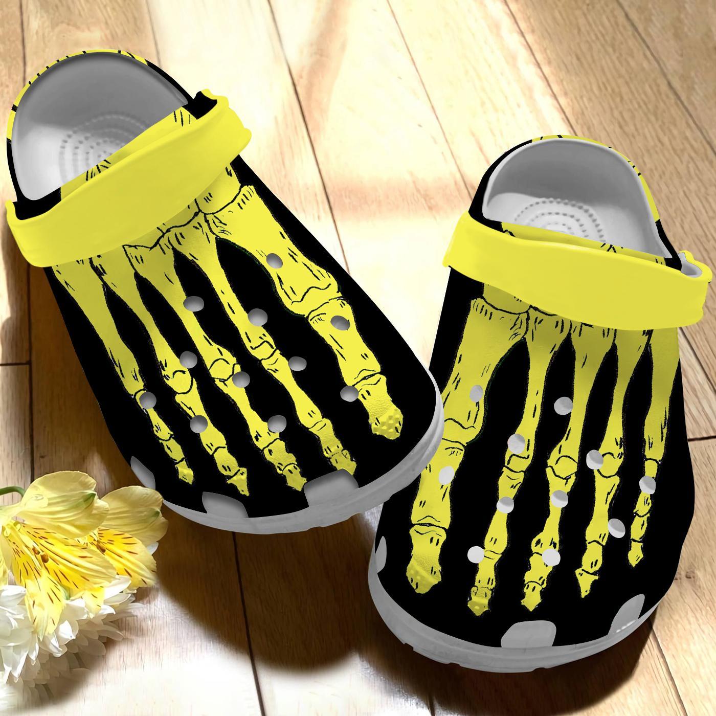 Merchidea Yellow Skeleton Crocs Crocband Clogs Shoes Comfortable For Men Women and Kids