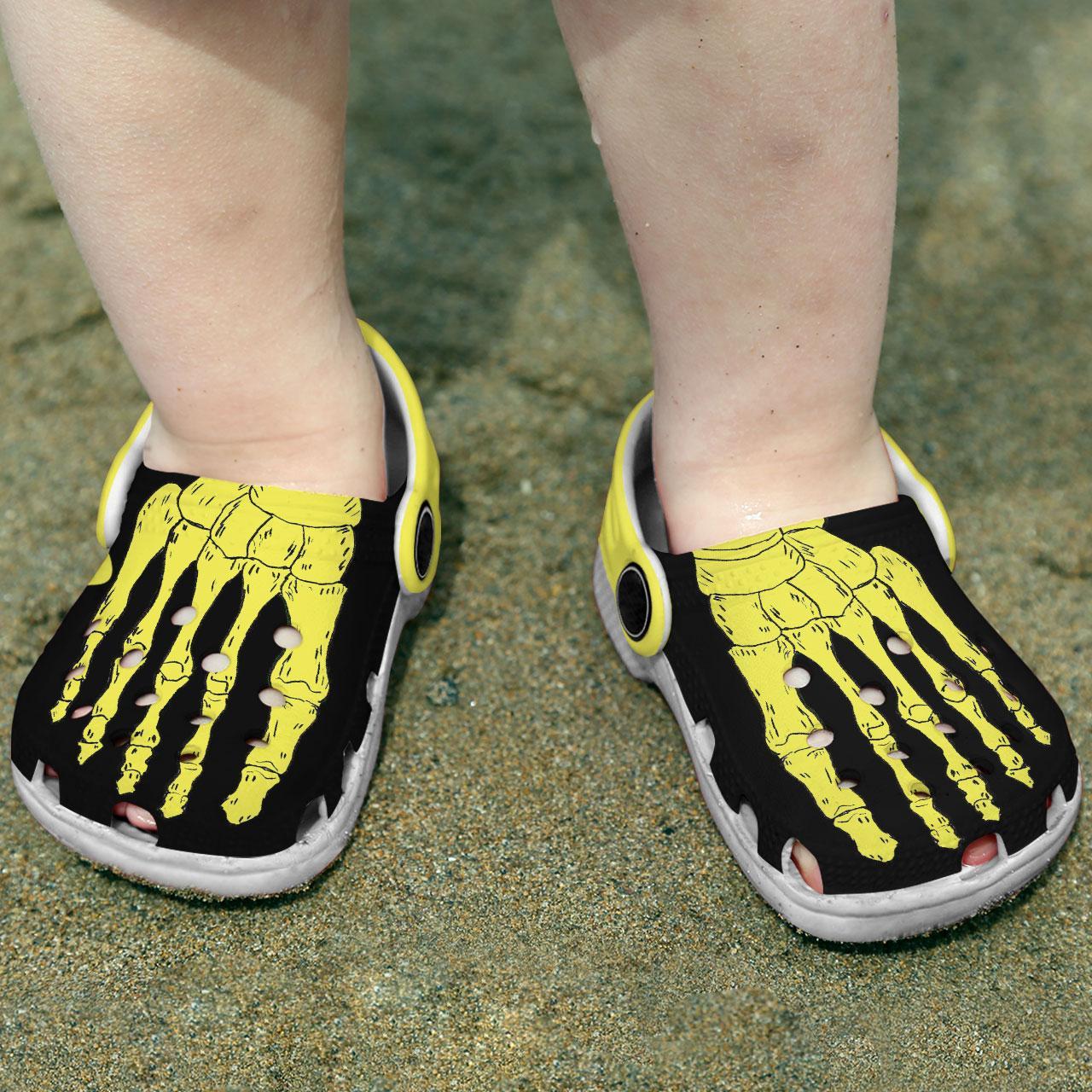 Merchidea Yellow Skeleton Crocs Crocband Clogs Shoes Comfortable For Men Women and Kids