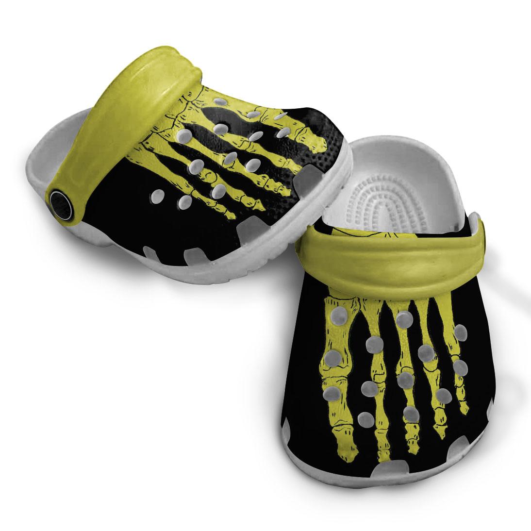 Merchidea Yellow Skeleton Crocs Crocband Clogs Shoes Comfortable For Men Women and Kids
