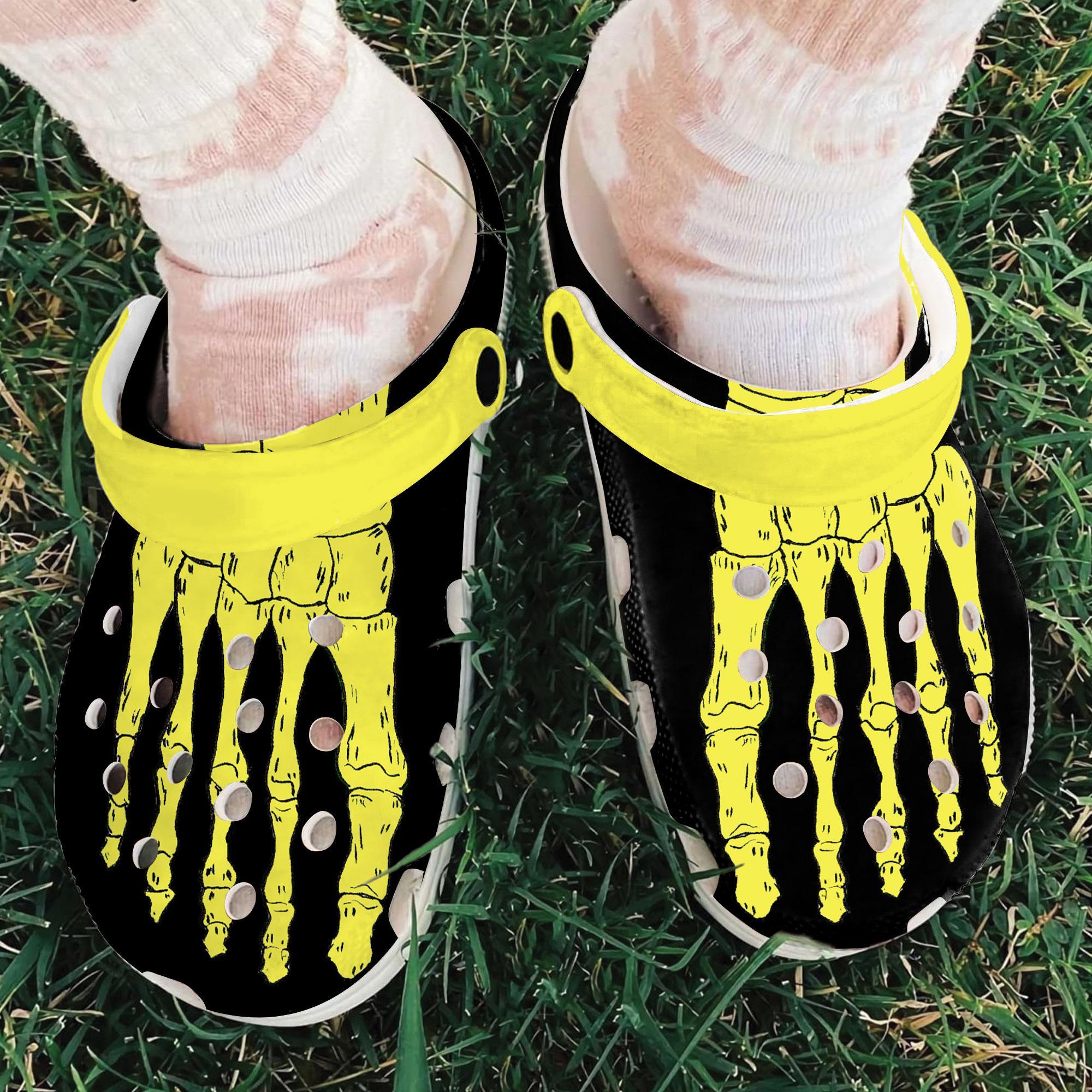 Merchidea Yellow Skeleton Crocs Crocband Clogs Shoes Comfortable For Men Women and Kids