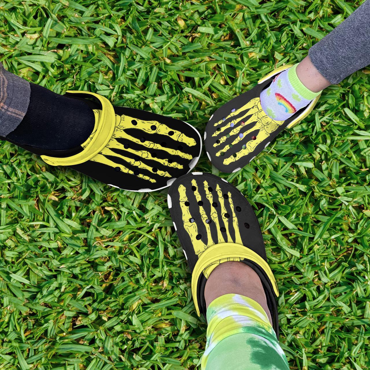 Merchidea Yellow Skeleton Crocs Crocband Clogs Shoes Comfortable For Men Women and Kids