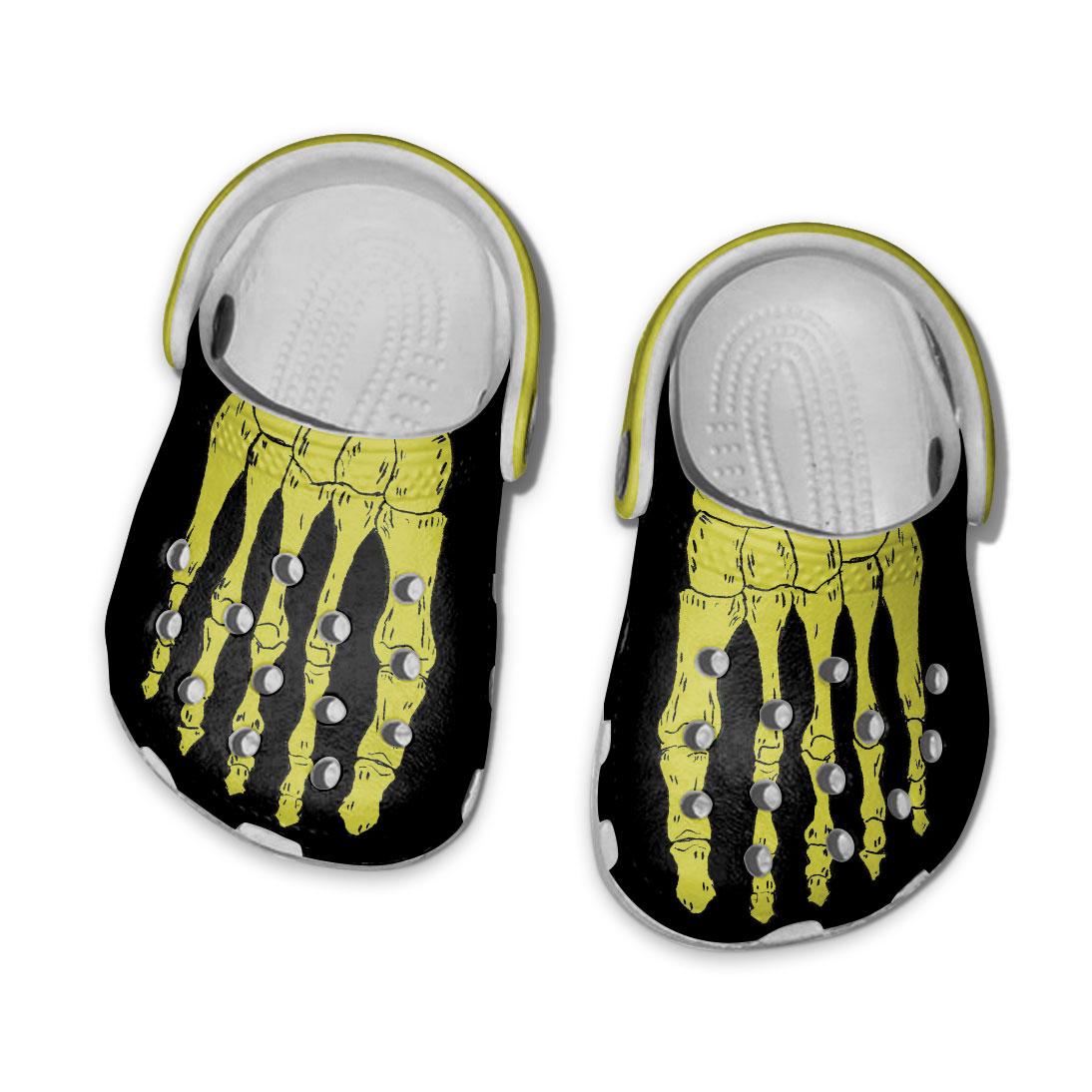 Merchidea Yellow Skeleton Crocs Crocband Clogs Shoes Comfortable For Men Women and Kids