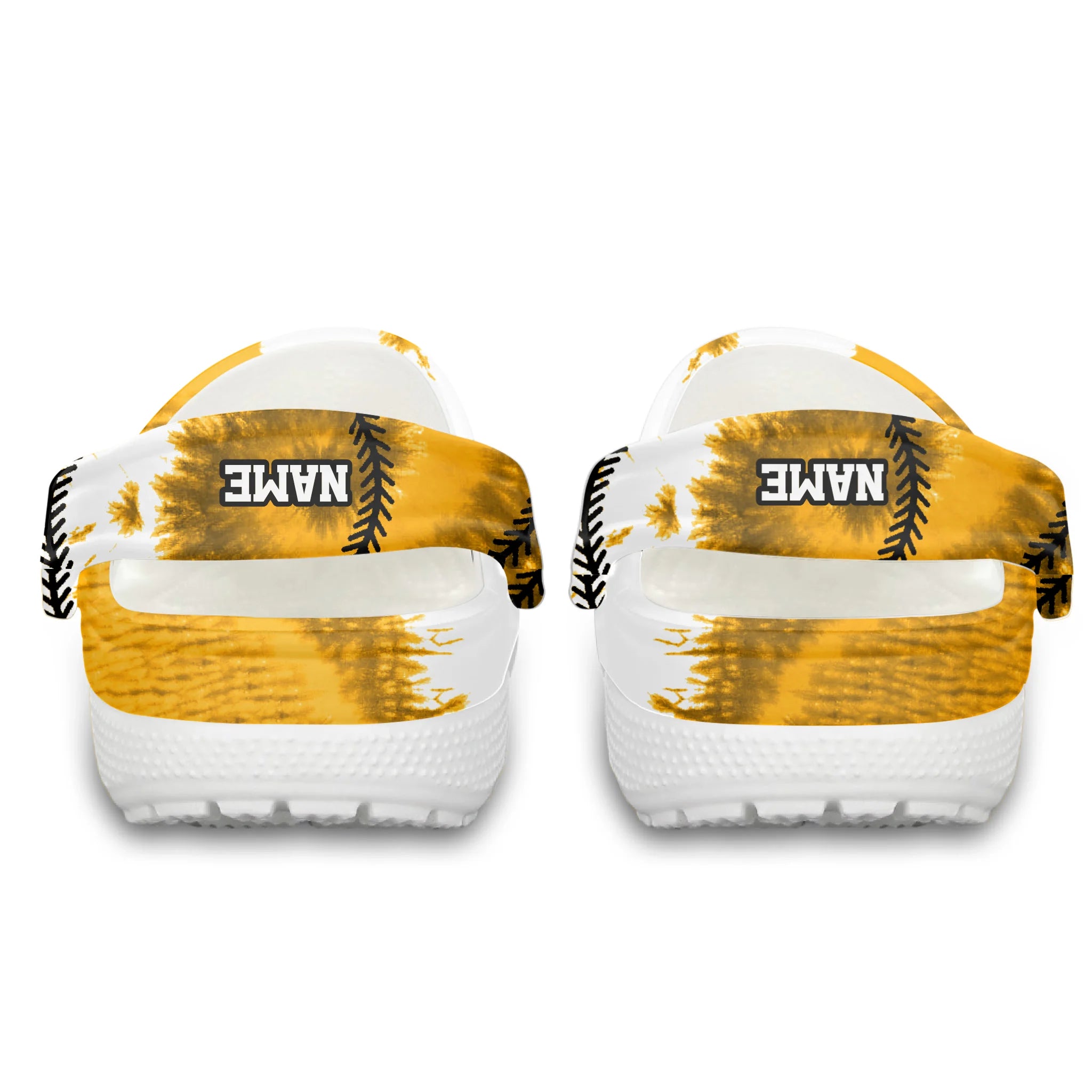 Merchidea Yellow Tie-Dye Baseball Sport Crocs Crocband Clogs Shoes Comfortable For Men Women and Kids