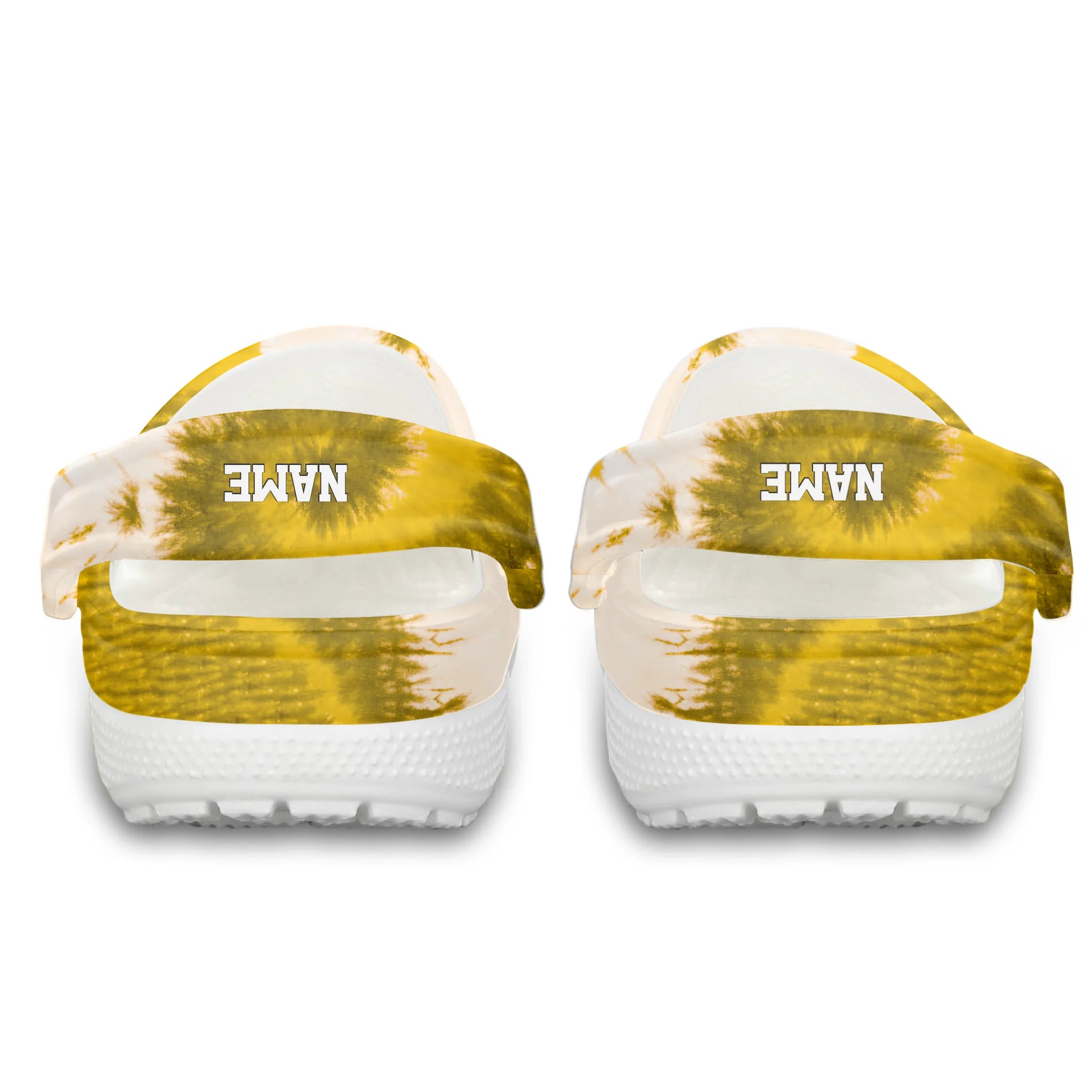 Merchidea Yellow Tie-Dye Soccer Sport Crocs Crocband Clogs Shoes Comfortable For Men Women and Kids