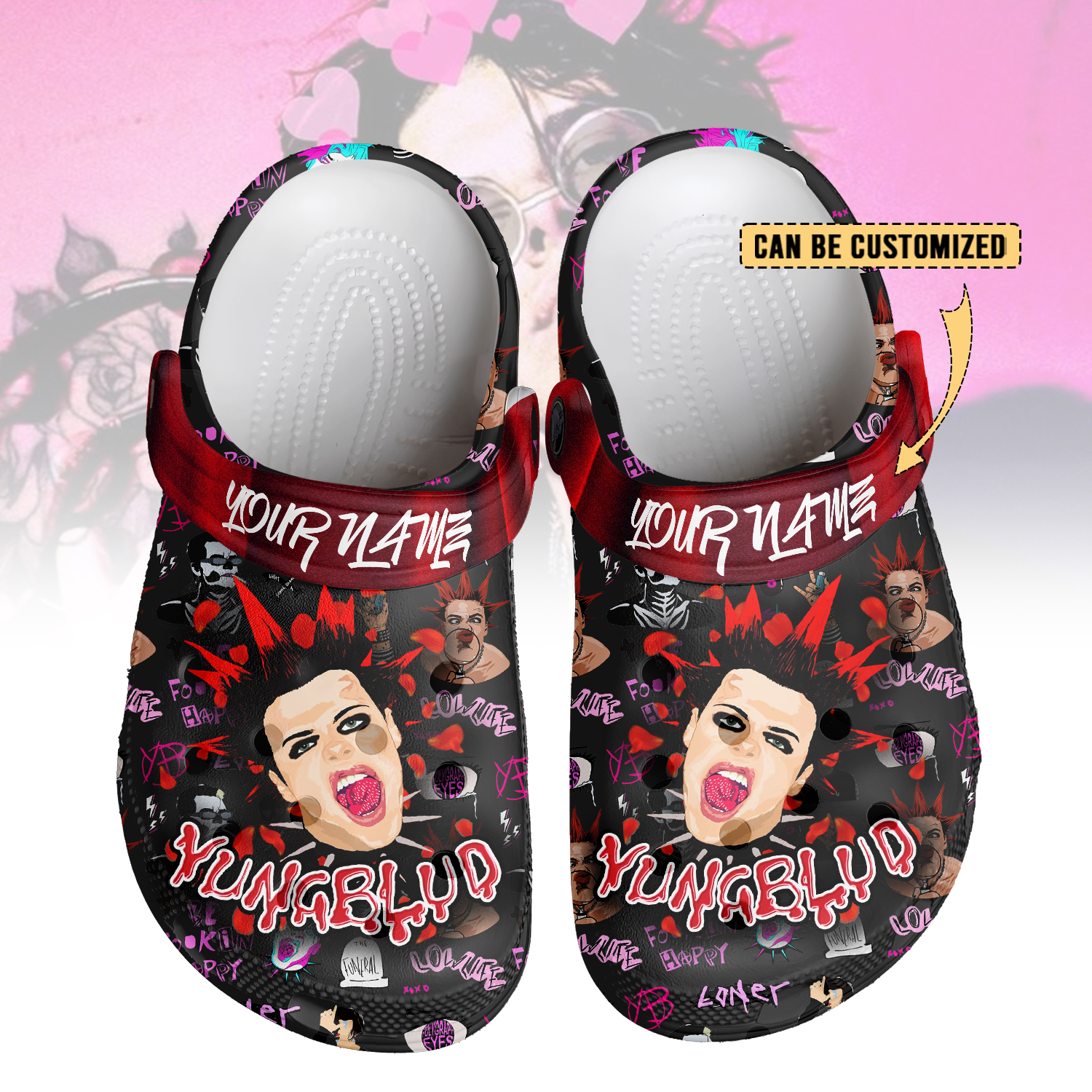 Merchidea Yungblud x Halloween Crocs Crocband Clogs Shoes Comfortable For Men Women and Kids