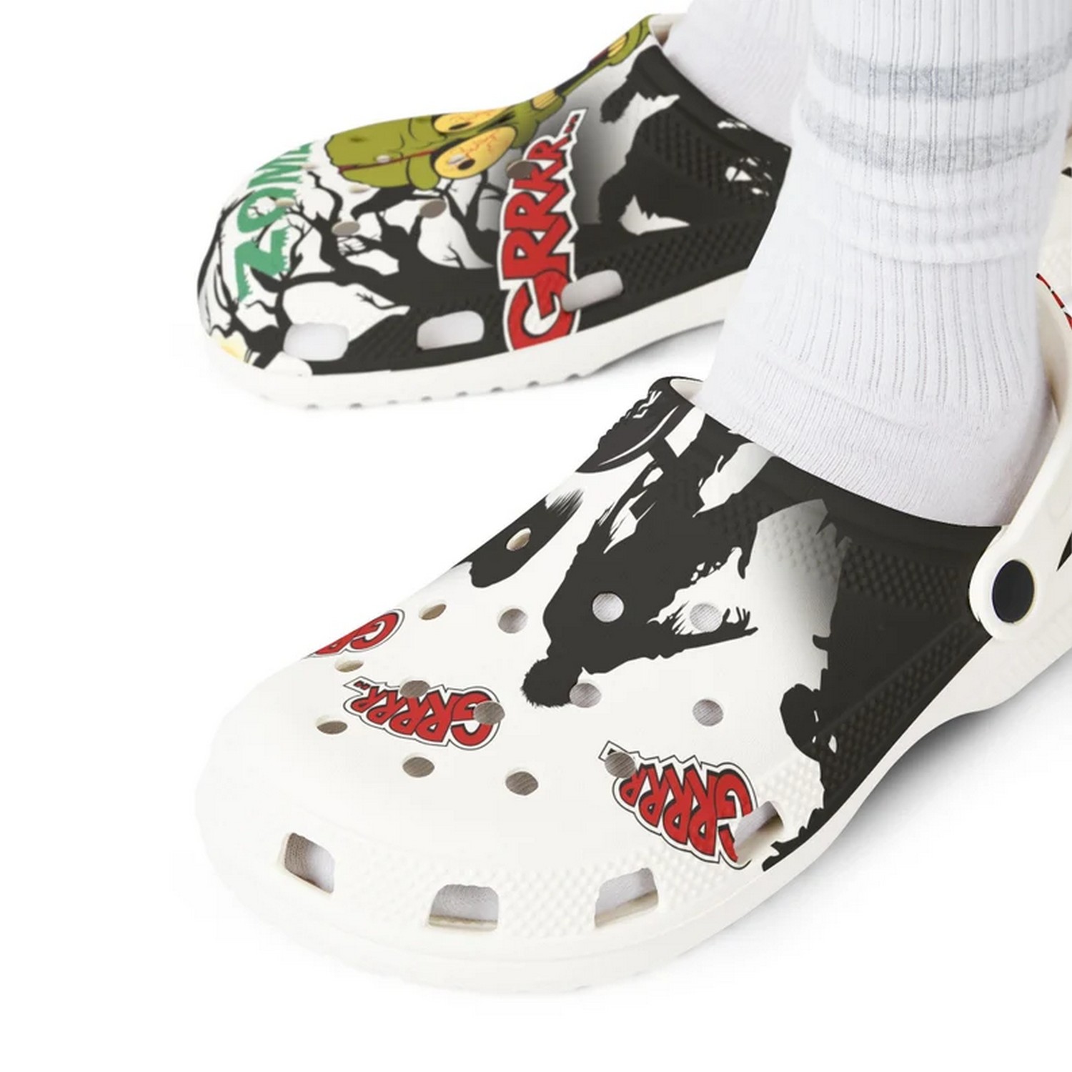 Merchidea Zombie Grrrr Scary Halloween Crocs Crocband Clogs Shoes Comfortable For Men Women and Kids