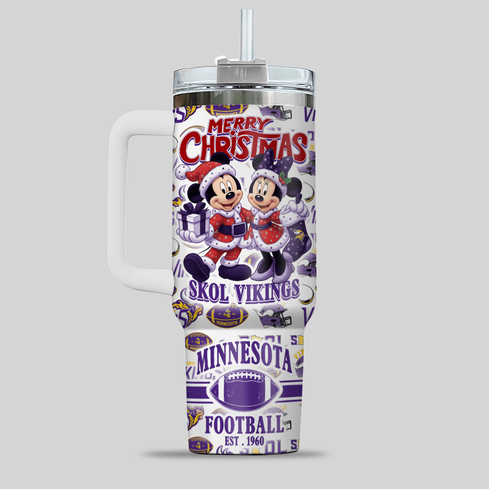 Minnesota Vikings NFL Custom Stanley Quencher 40oz Stainless Steel Tumbler With Handle