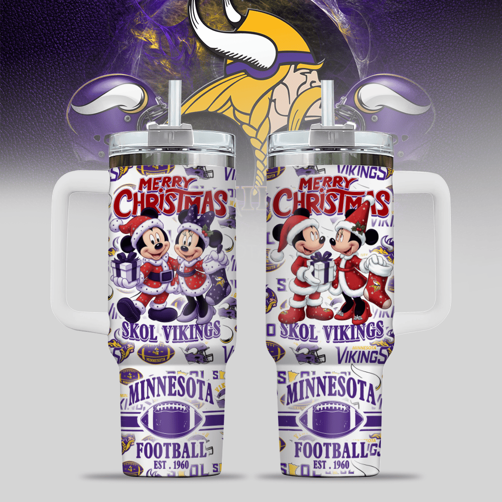 Minnesota Vikings NFL Custom Stanley Quencher 40oz Stainless Steel Tumbler With Handle