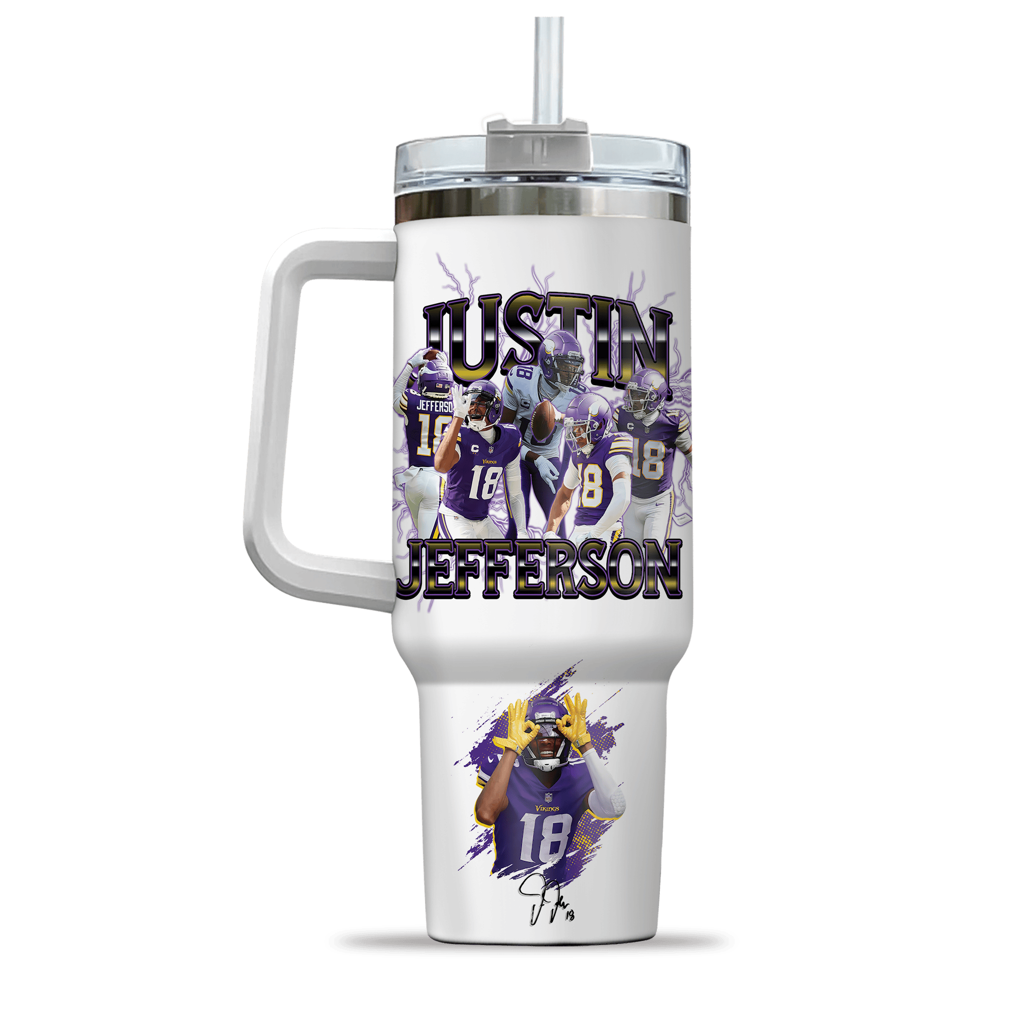 Minnesota Vikings NFL Custom Stanley Quencher 40oz Stainless Steel Tumbler With Handle