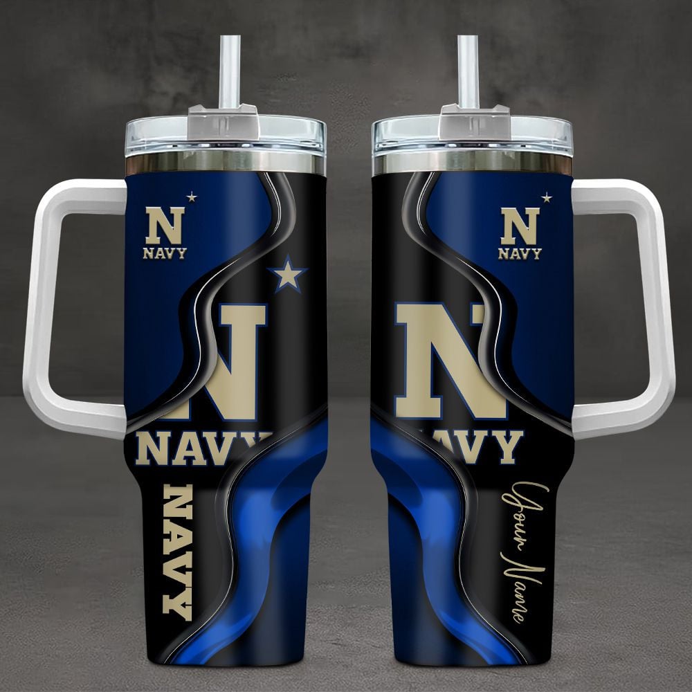 Navy Midshipmen NCAA Custom Stanley Quencher 40oz Stainless Steel Tumbler With Handle