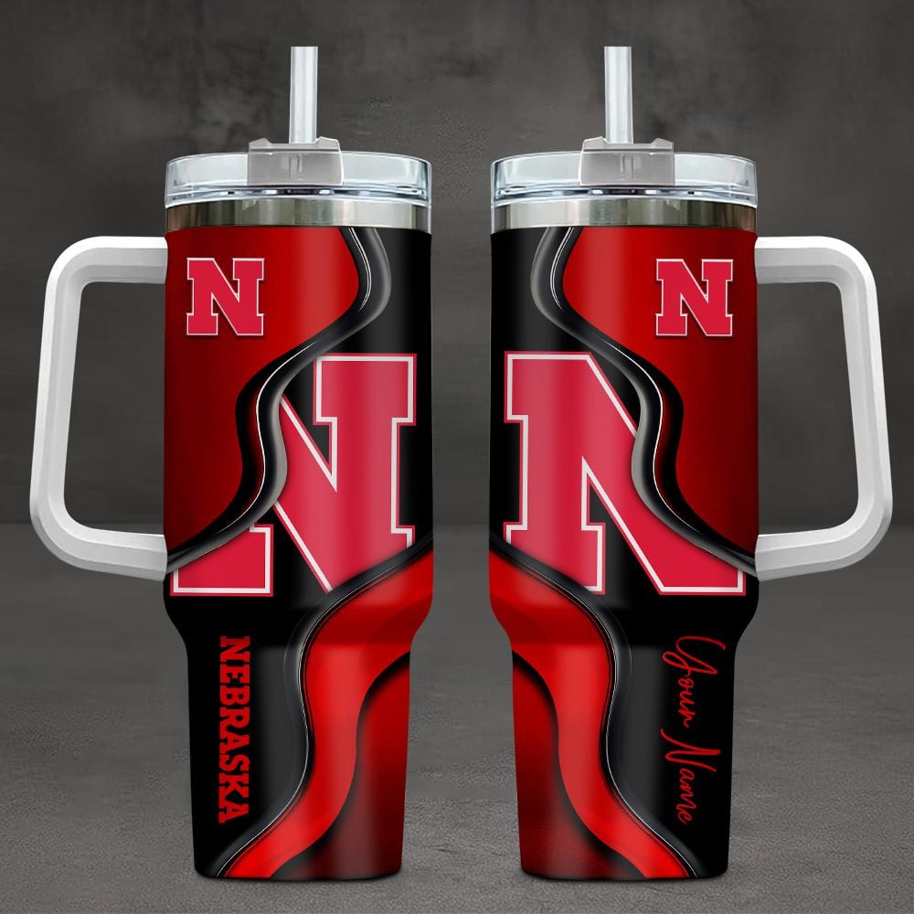 Nebraska Cornhuskers NCAA Custom Stanley Quencher 40oz Stainless Steel Tumbler With Handle