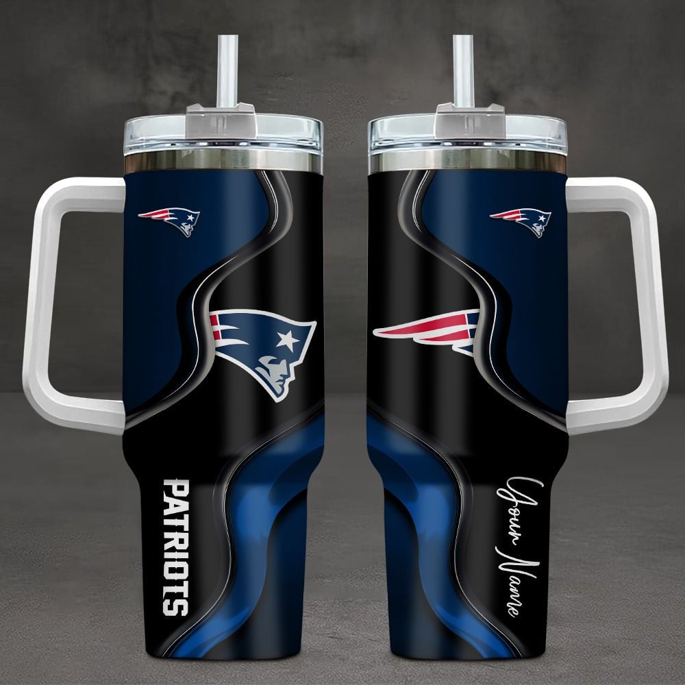 New England Patriots NFL Custom Stanley Quencher 40oz Stainless Steel Tumbler With Handle