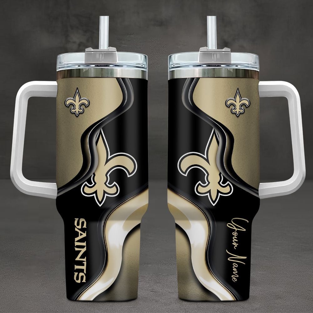 New Orleans Saints NFL Custom Stanley Quencher 40oz Stainless Steel Tumbler With Handle