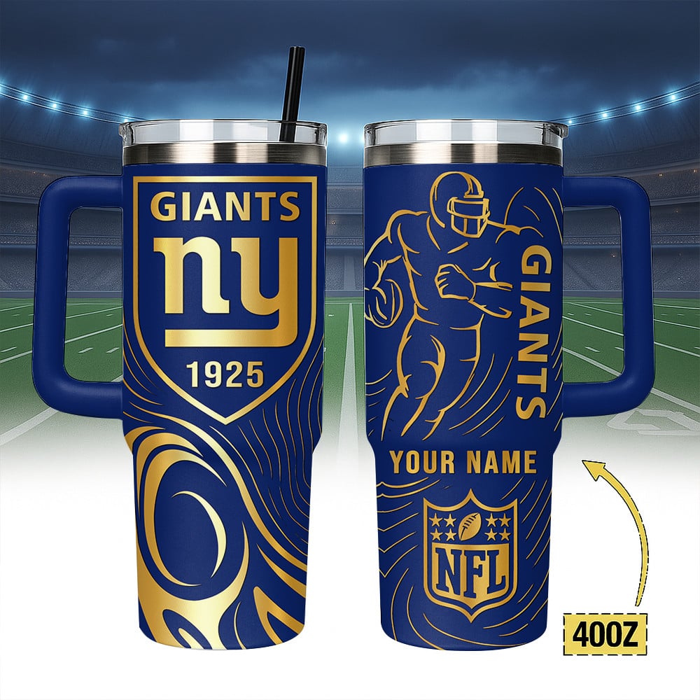 New York Giants NFL Custom Stanley Quencher 40oz Stainless Steel Tumbler With Handle