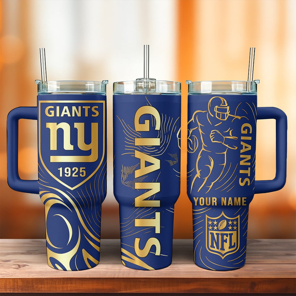 New York Giants NFL Custom Stanley Quencher 40oz Stainless Steel Tumbler With Handle