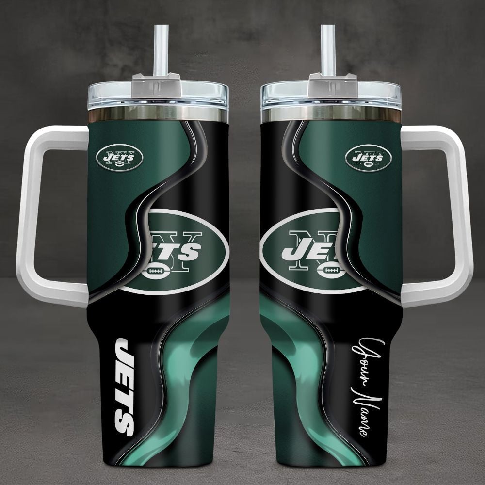 New York Jets NFL Custom Stanley Quencher 40oz Stainless Steel Tumbler With Handle