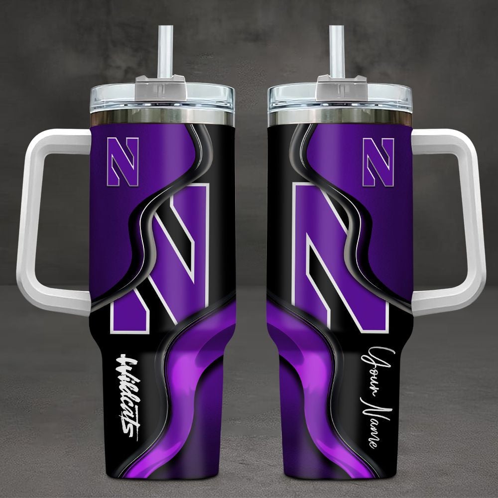 Northwestern Wildcats NCAA Custom Stanley Quencher 40oz Stainless Steel Tumbler With Handle