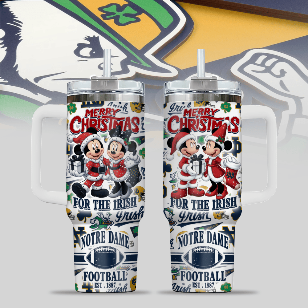 Notre Dame Fighting Irish NCAA Custom Stanley Quencher 40oz Stainless Steel Tumbler With Handle