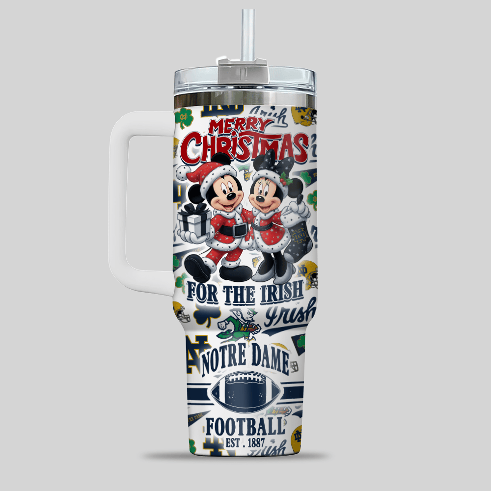 Notre Dame Fighting Irish NCAA Custom Stanley Quencher 40oz Stainless Steel Tumbler With Handle