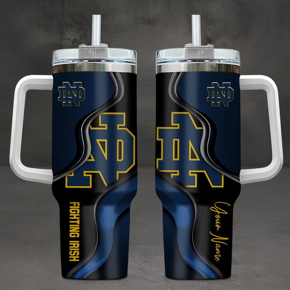 Notre Dame Fighting Irish NCAA Custom Stanley Quencher 40oz Stainless Steel Tumbler With Handle