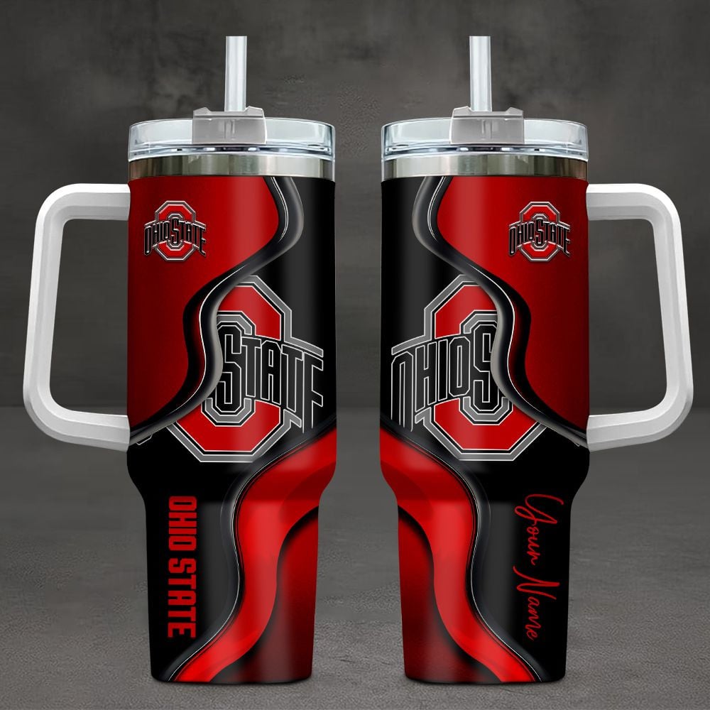 Ohio State Buckeyes NCAA Custom Stanley Quencher 40oz Stainless Steel Tumbler With Handle