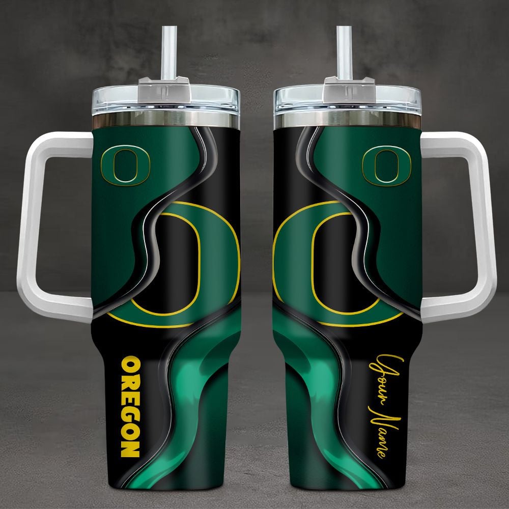 Oregon Ducks NCAA Custom Stanley Quencher 40oz Stainless Steel Tumbler With Handle