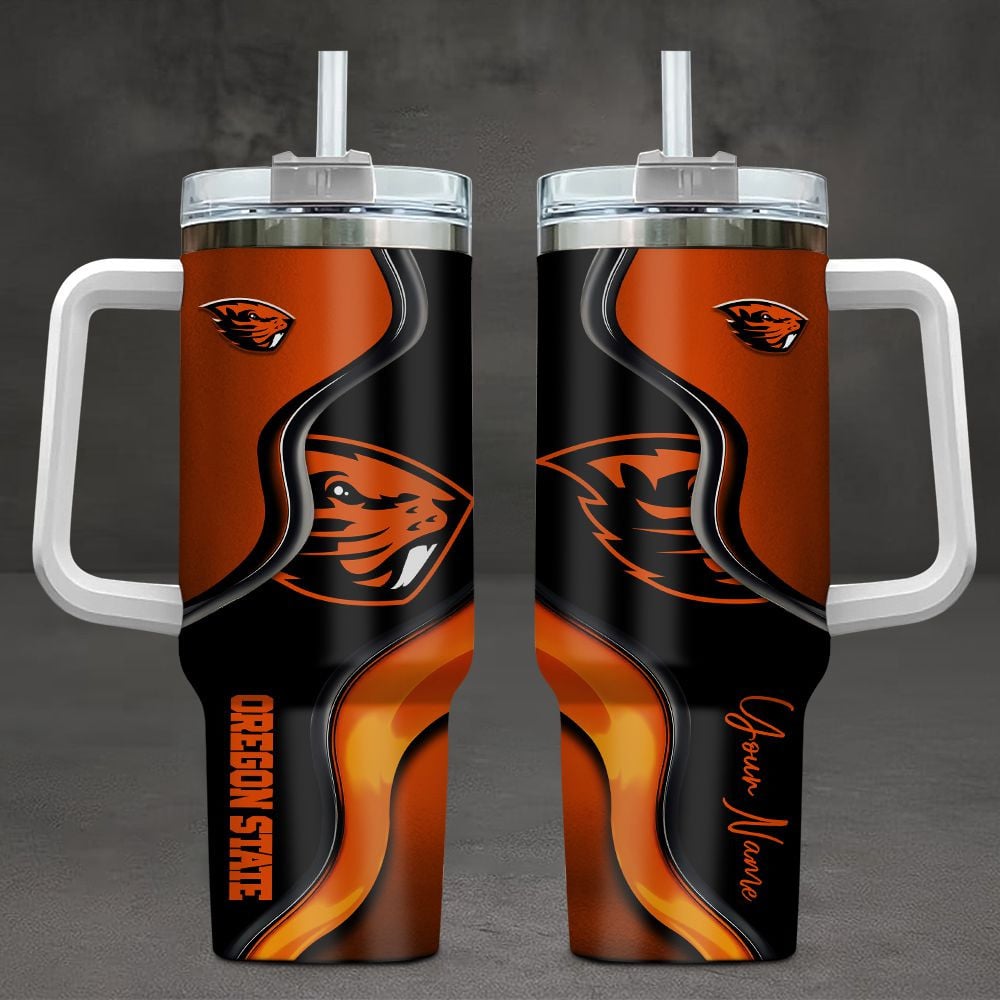 Oregon State Beavers NCAA Custom Stanley Quencher 40oz Stainless Steel Tumbler With Handle