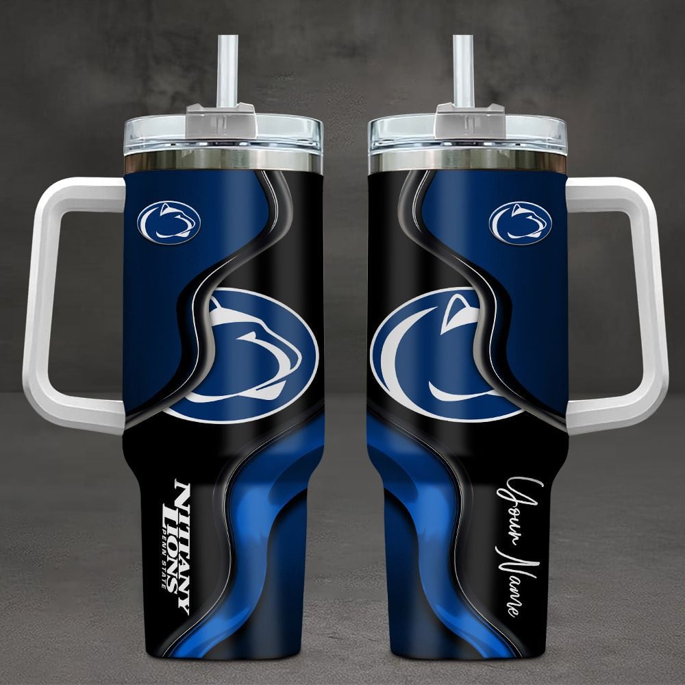 Penn State Nittany Lions NCAA Custom Stanley Quencher 40oz Stainless Steel Tumbler With Handle
