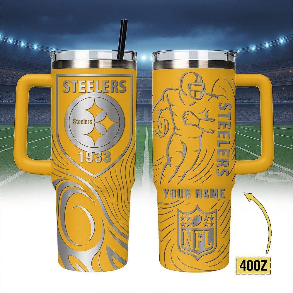 Pittsburgh Steelers NFL Custom Stanley Quencher 40oz Stainless Steel Tumbler With Handle