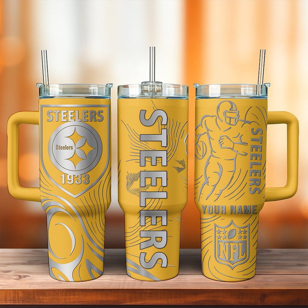Pittsburgh Steelers NFL Custom Stanley Quencher 40oz Stainless Steel Tumbler With Handle