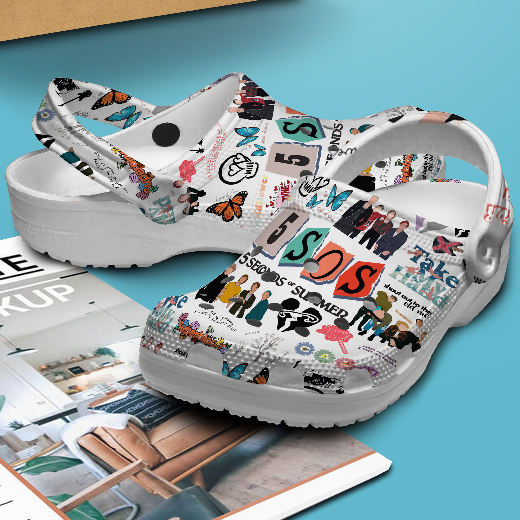 Premium 5 Seconds of Summer Music Crocs Crocband Clogs Shoes Comfortable For Men Women and Kids