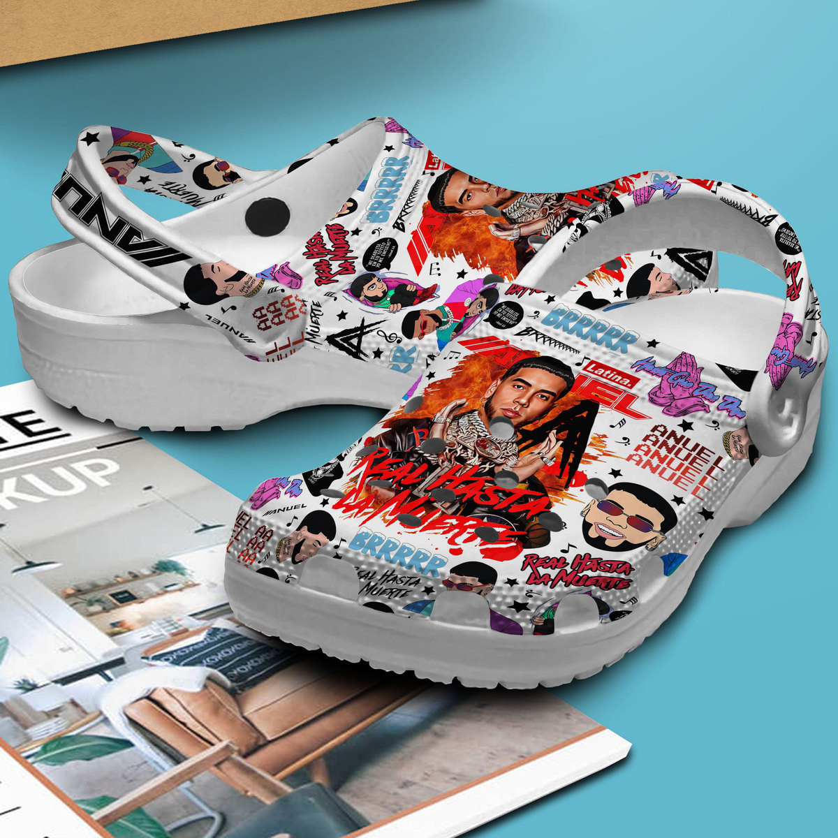 Premium Anuel AA Music Crocs Crocband Clogs Shoes Comfortable For Men Women and Kids