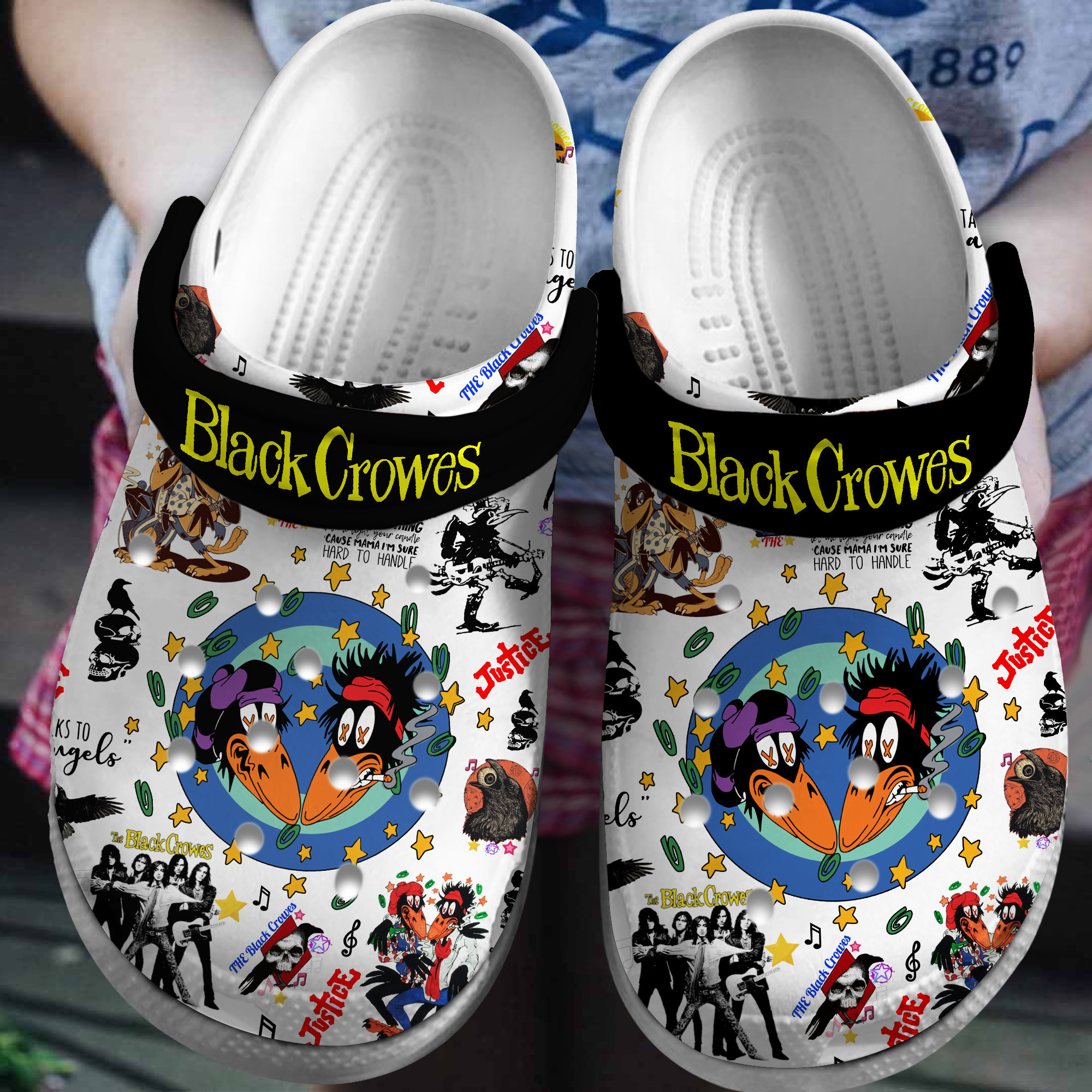 Premium Black Crowes Music Crocs Crocband Clogs Shoes Comfortable For Men Women and Kids