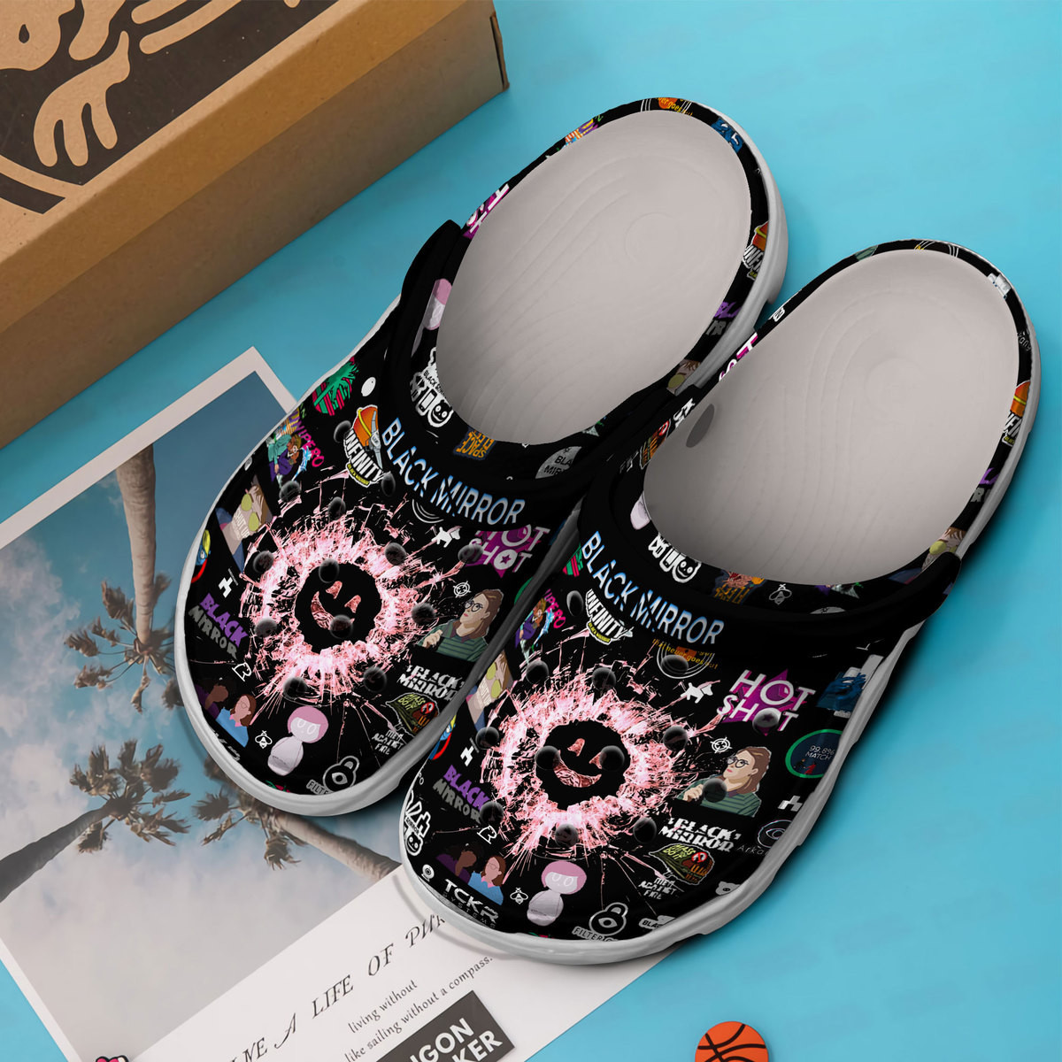 Premium Black Mirrow Music Crocs Crocband Clogs Shoes Comfortable For Men Women and Kids