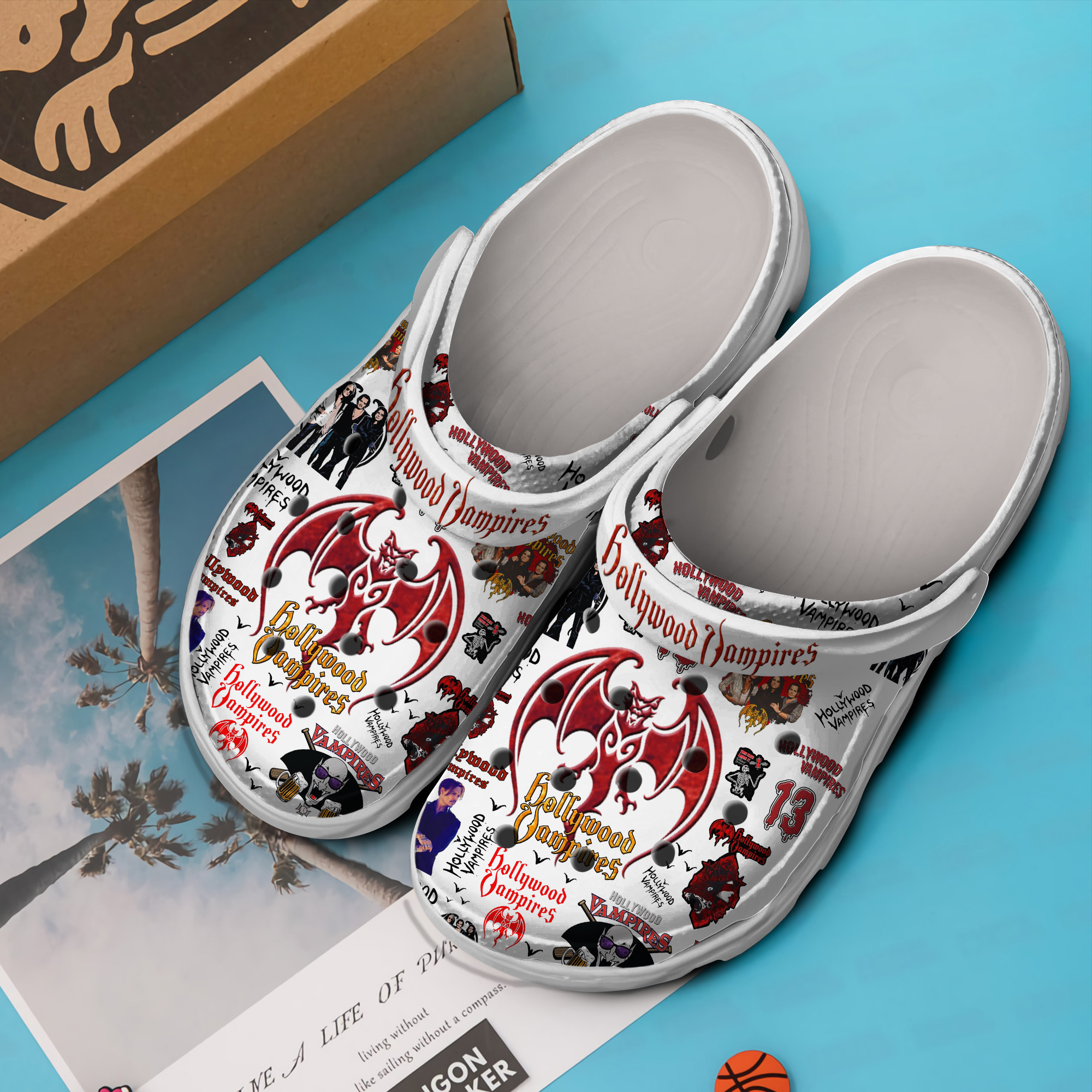 Premium Hollywood Vampires Music Crocs Crocband Clogs Shoes Comfortable For Men Women and Kids