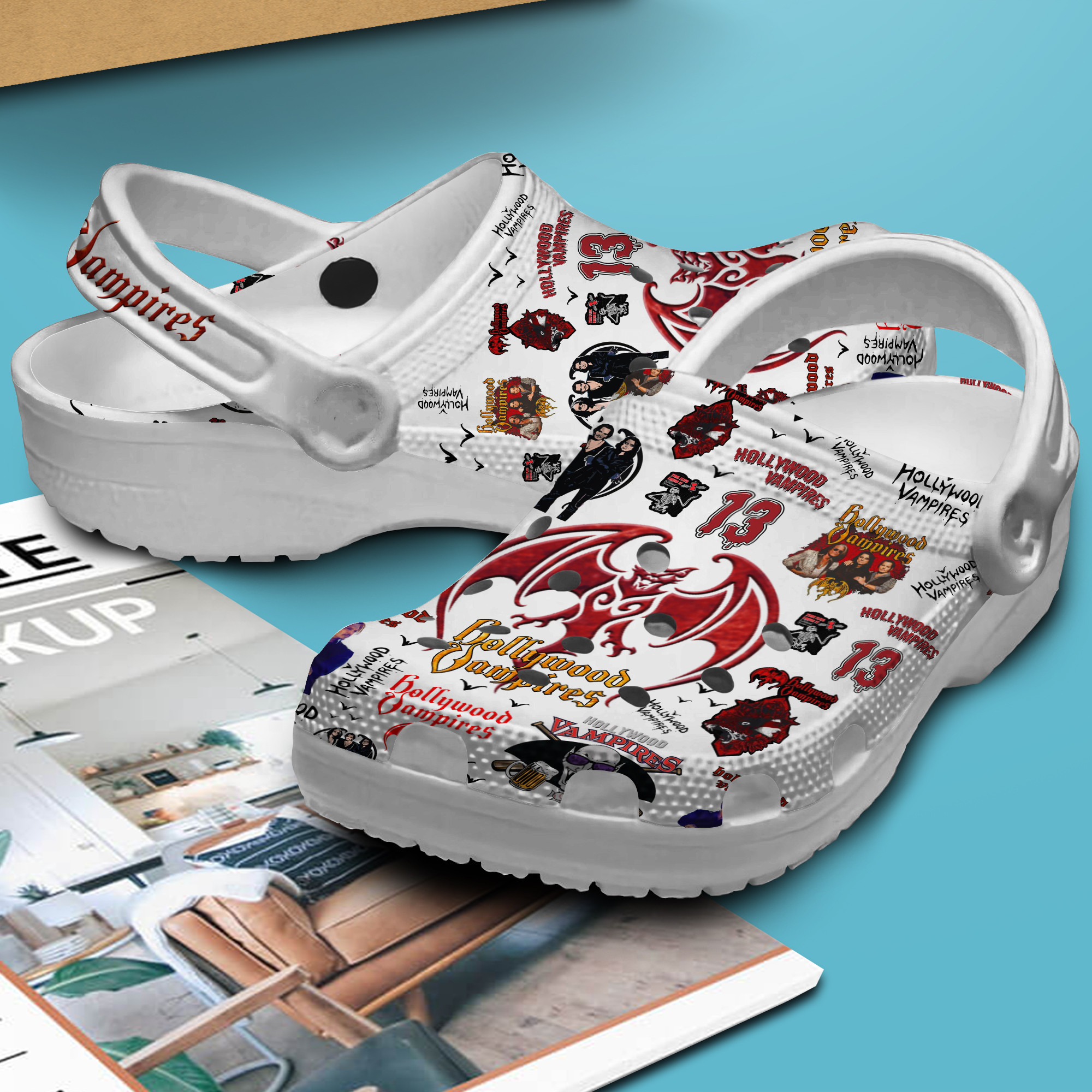 Premium Hollywood Vampires Music Crocs Crocband Clogs Shoes Comfortable For Men Women and Kids