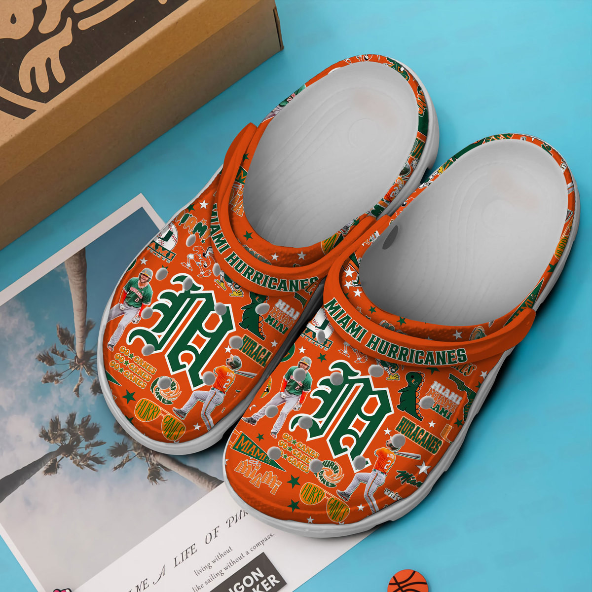 Premium Miami Hurricanes NCAA Sport Crocs Crocband Clogs Shoes Comfortable For Men Women and Kids