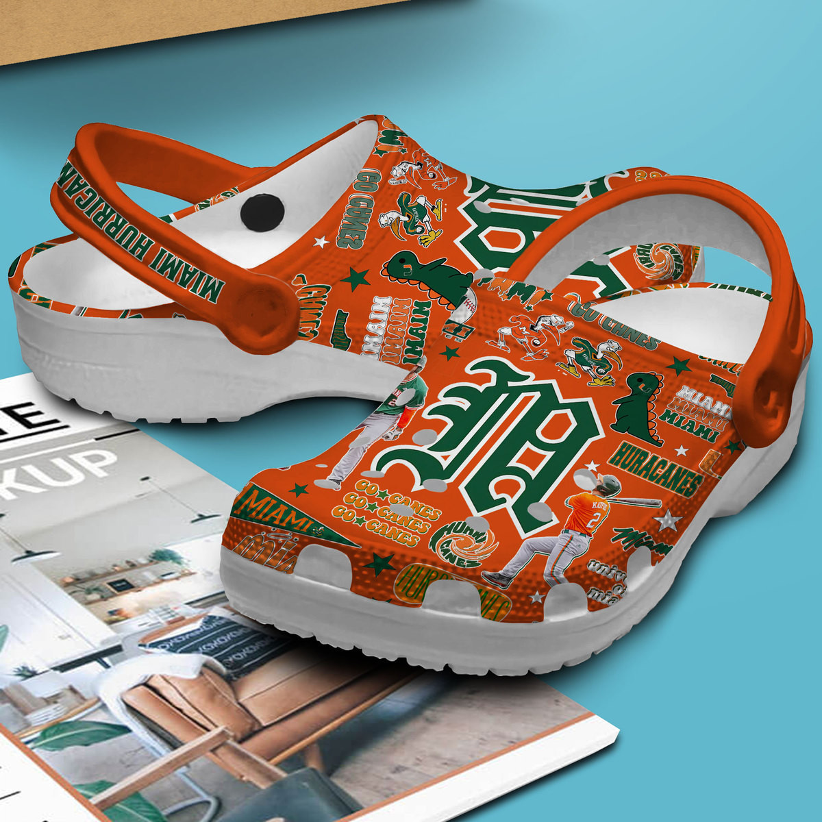Premium Miami Hurricanes NCAA Sport Crocs Crocband Clogs Shoes Comfortable For Men Women and Kids