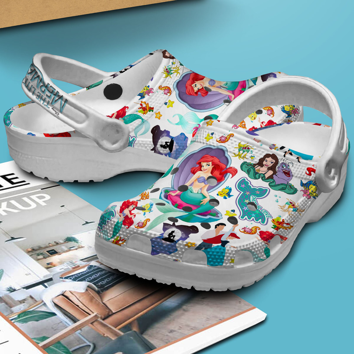 Premium The Little Mermaid Cartoon Crocs Crocband Clogs Shoes Comfortable For Men Women and Kids