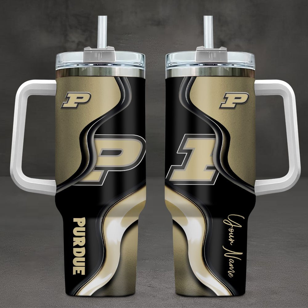 Purdue Boilermakers NCAA Custom Stanley Quencher 40oz Stainless Steel Tumbler With Handle