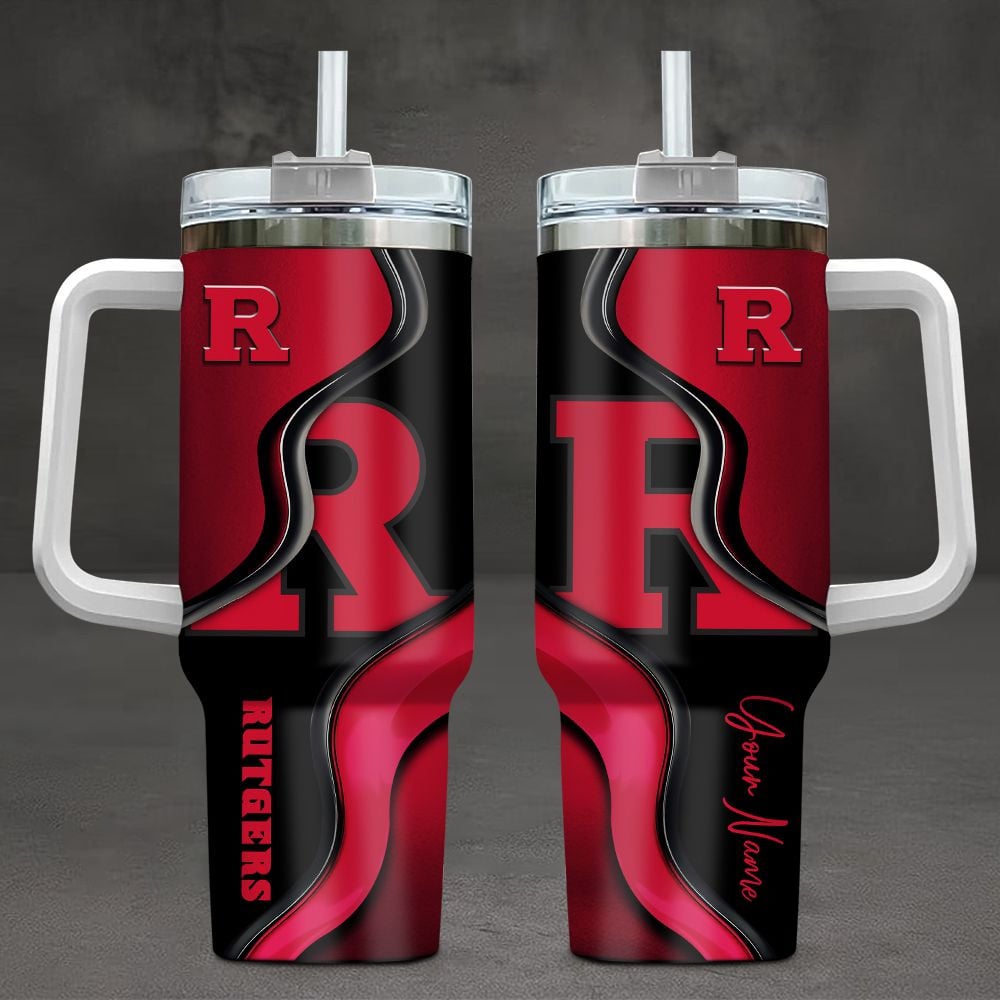 Rutgers Scarlet Knights NCAA Custom Stanley Quencher 40oz Stainless Steel Tumbler With Handle