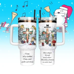 Snoopy Christmas Cartoon Custom Stanley Quencher 40oz Stainless Steel Tumbler With Handle