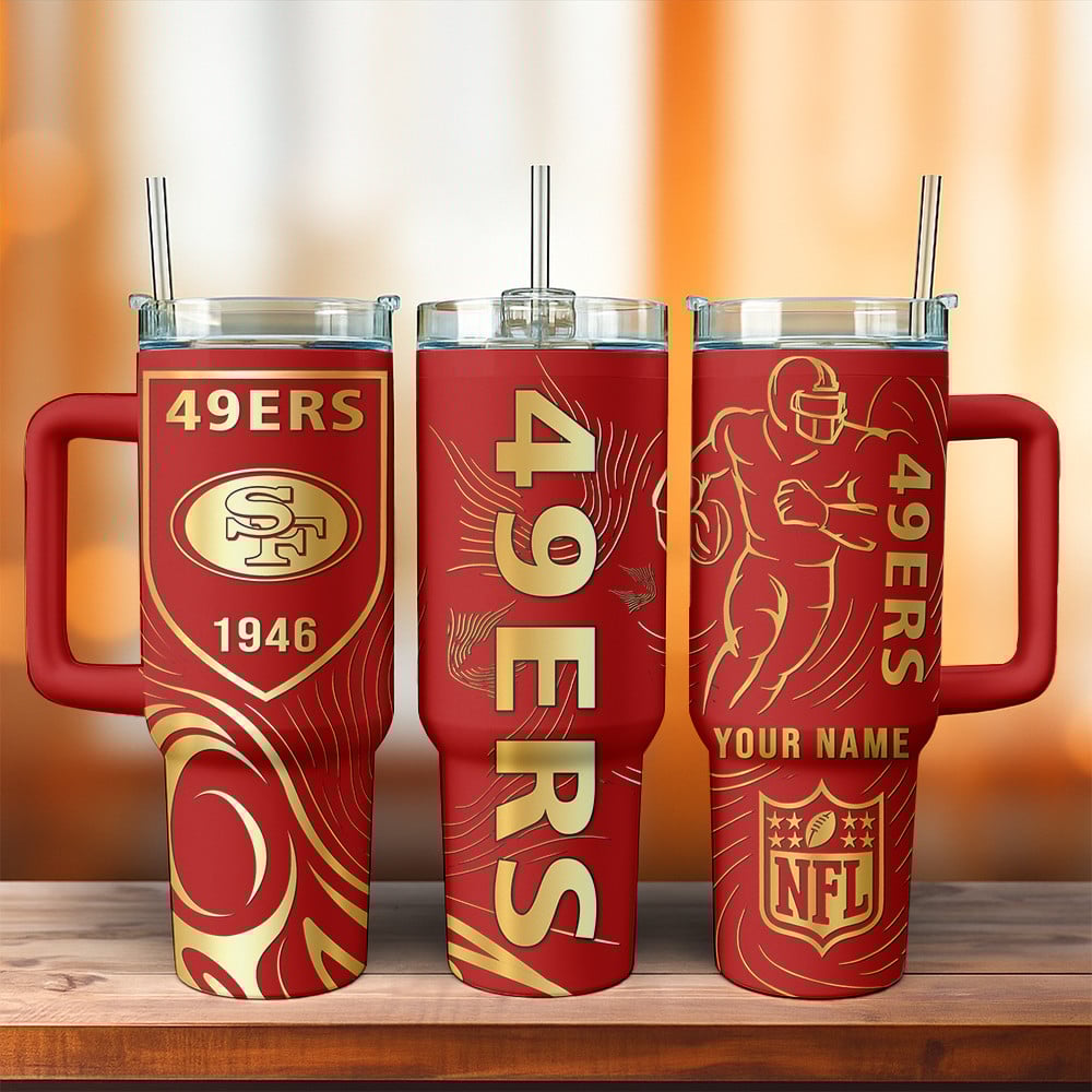 San Francisco 49ers NFL Custom Stanley Quencher 40oz Stainless Steel Tumbler With Handle