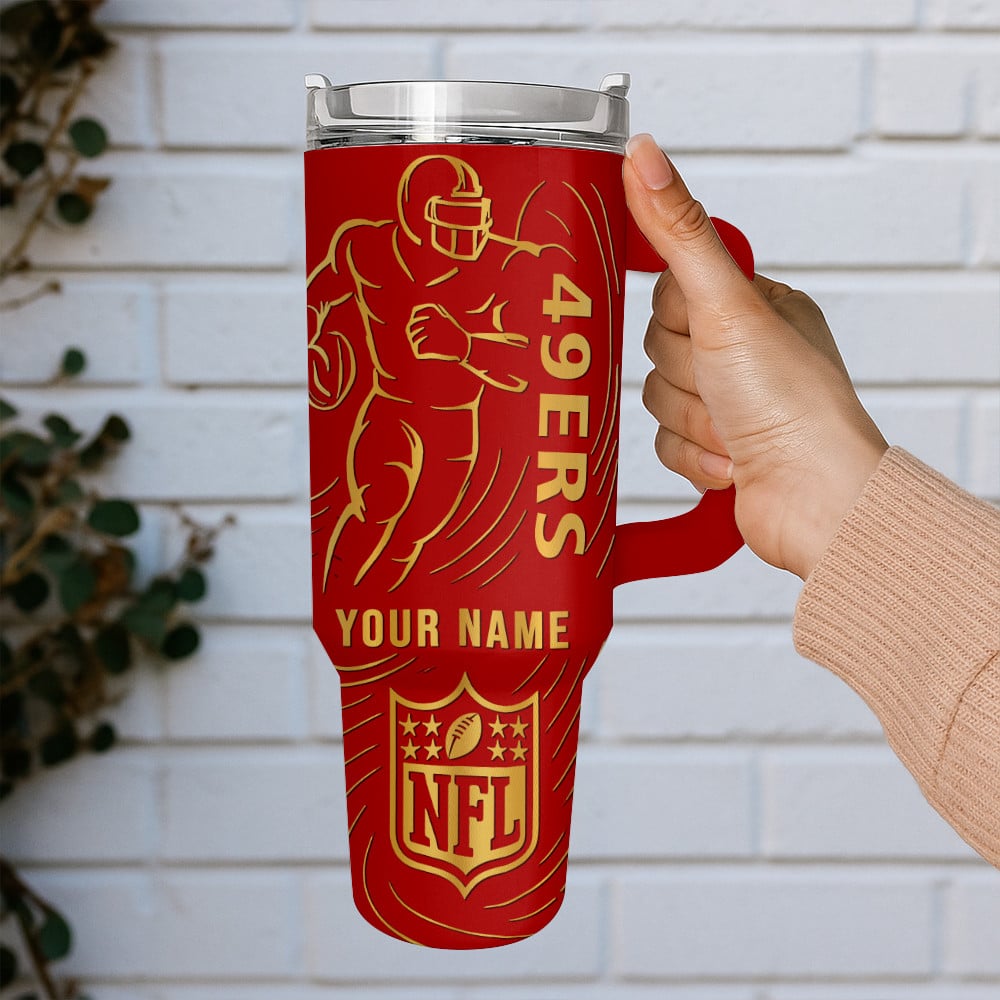 San Francisco 49ers NFL Custom Stanley Quencher 40oz Stainless Steel Tumbler With Handle