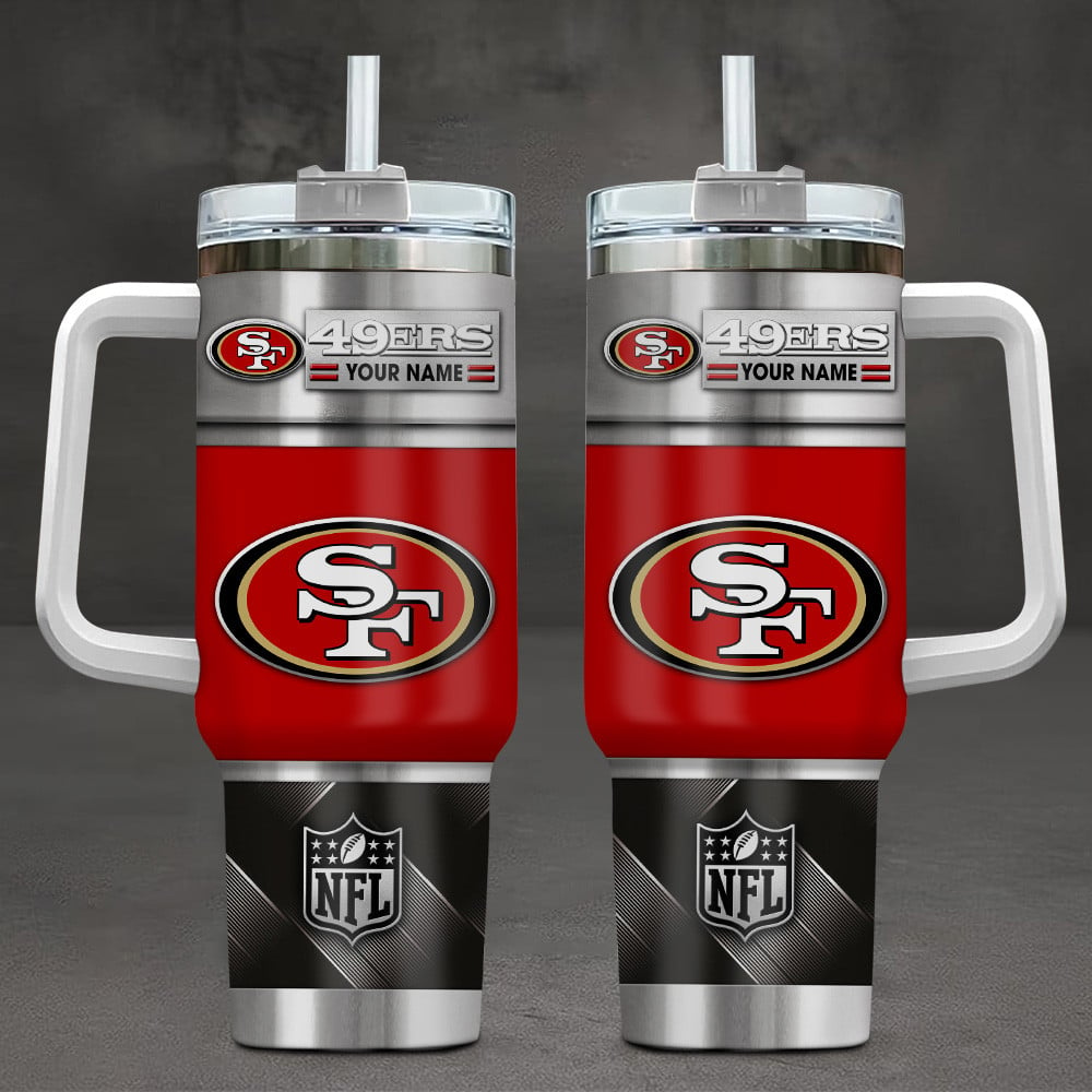 San Francisco 49ers NFL Custom Stanley Quencher 40oz Stainless Steel Tumbler With Handle