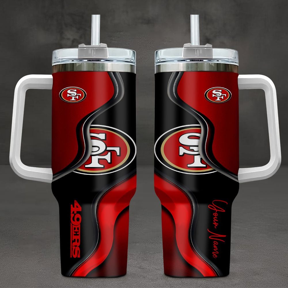 San Francisco 49ers NFL Custom Stanley Quencher 40oz Stainless Steel Tumbler With Handle