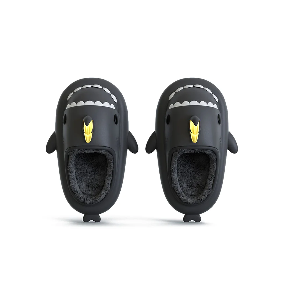 Shark Slides Winter - Koi Dragon Lined Slippers Heel-open